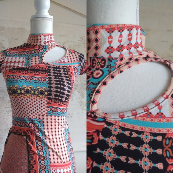 NWOT Mini Bodycon Dress With Cutout Design, Size M - Picture 4 of 8